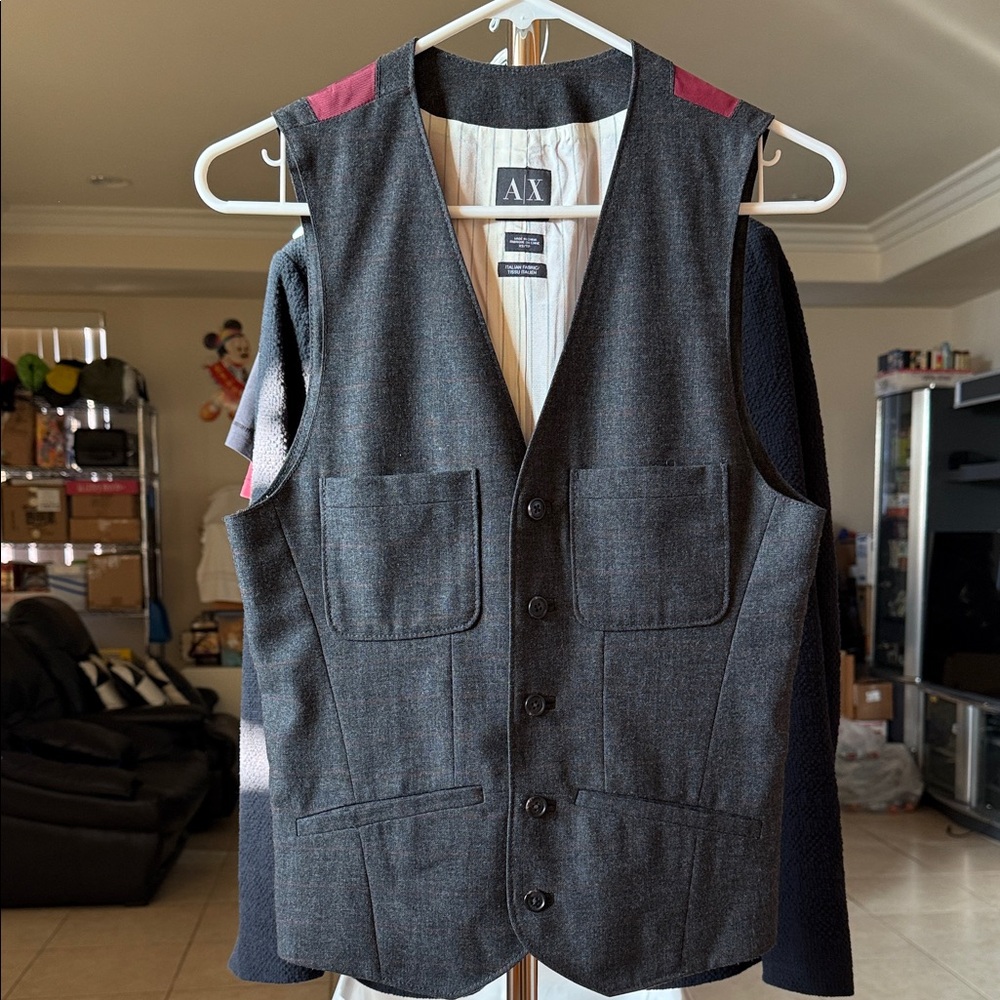 A/X Armani Exchange Gray Vest with Pink Highlights
